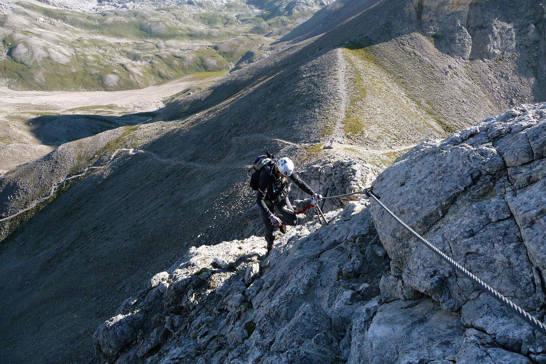 Einstieg von der Gruberscharte in den Ramsauer Klettersteig.