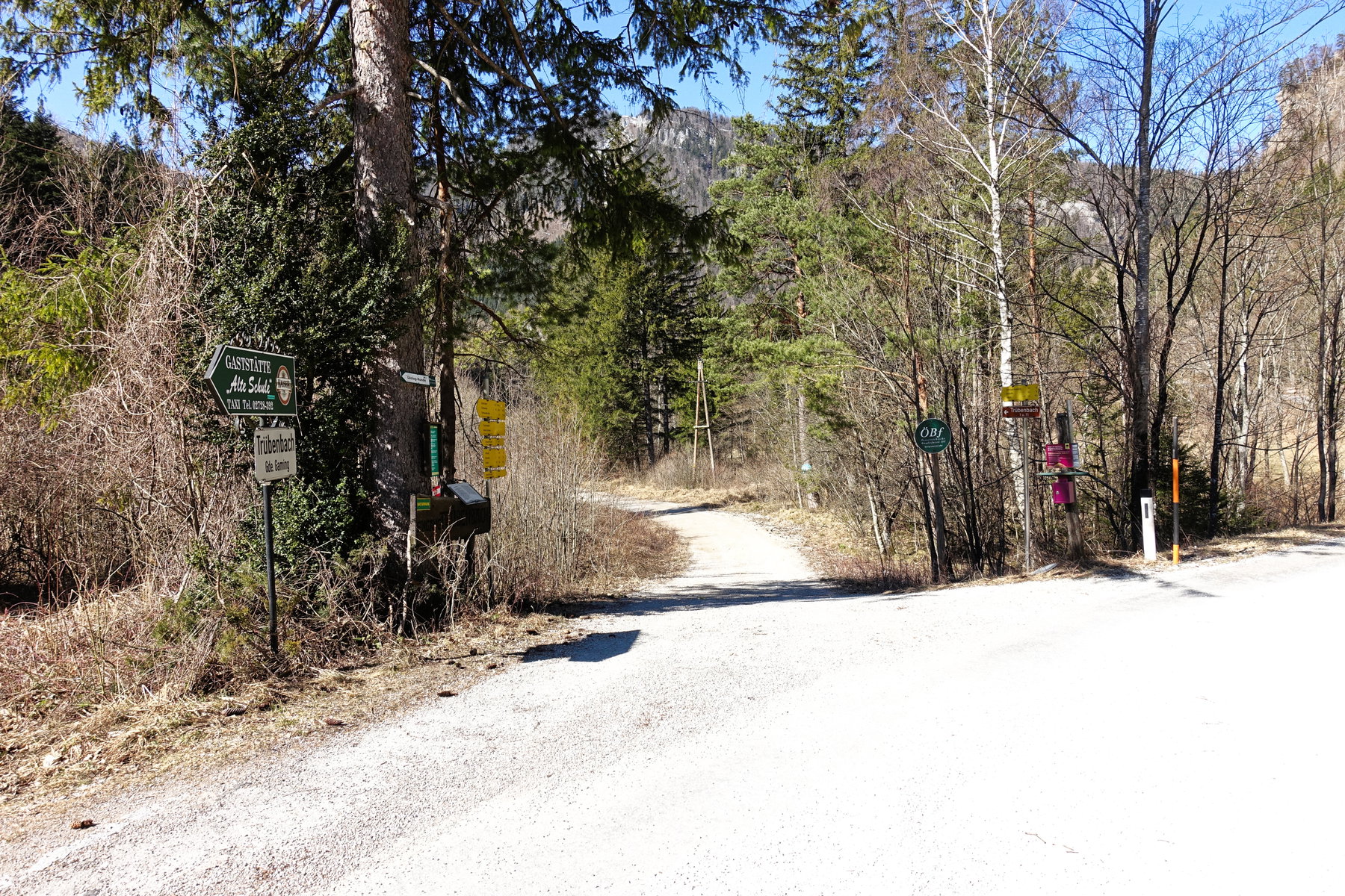 Abzweigung von der Straße, nach dem Gasthaus "Alte Schule". Foto: Martin Heppner