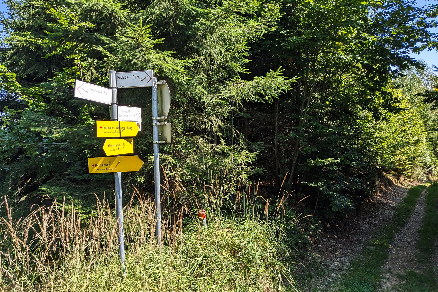 Hier biegen wir rechts ab Richtung Holzleithen. Foto: Thomas Obermair