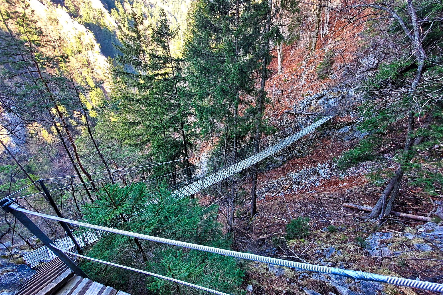 Hängebrücke am Ende des Jägersteigs. Foto: Alice Frischherz