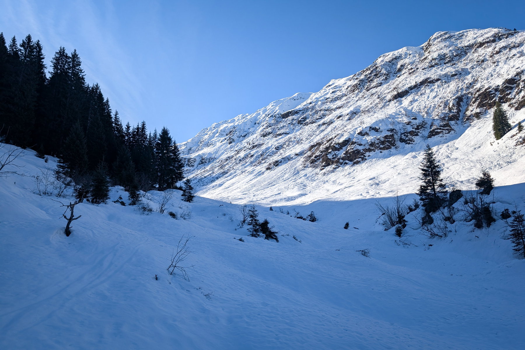 Blick in das Hochtal und auf den Sommerweg zur Kaltenberghütte. Fotos: Simon Widy