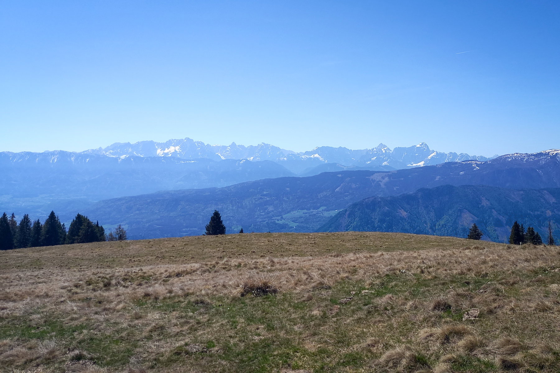 Amberger Alm mit Blick zum Dobratsch (rechts) und in die Julia. Foto: Martina Friesenbichler