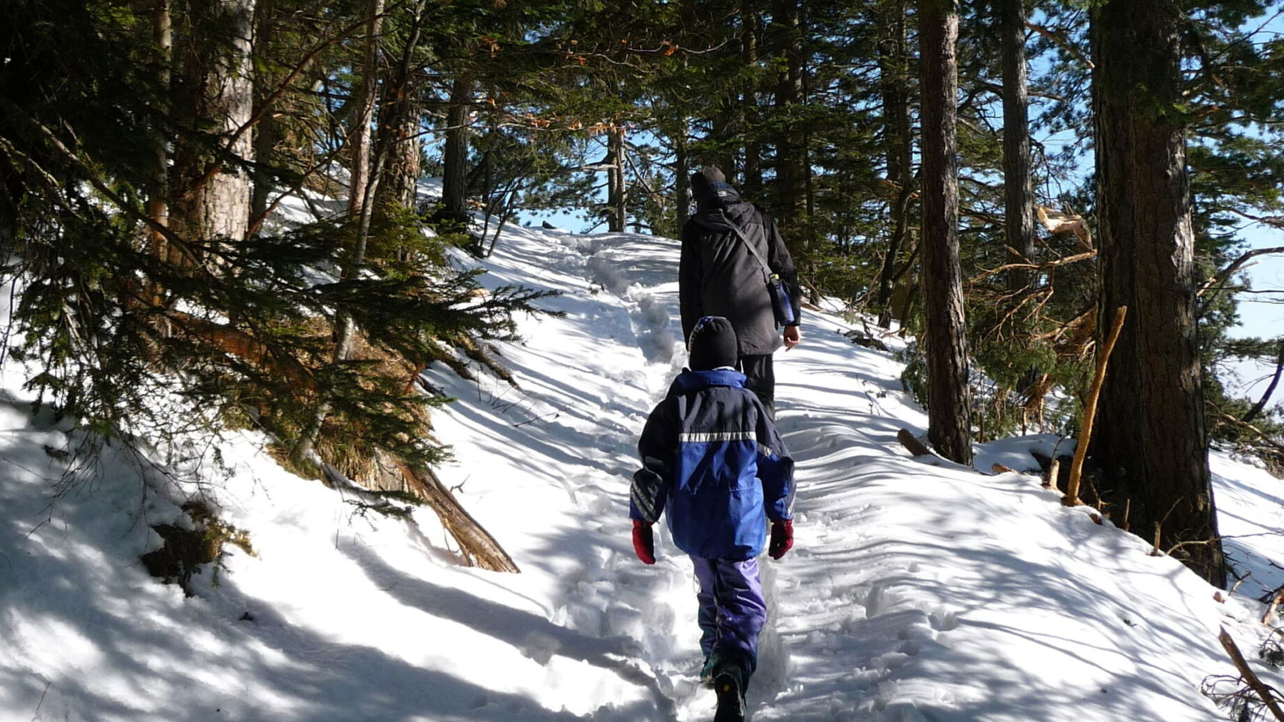 Mit den Kindern im Schnee am Grafenbergweg