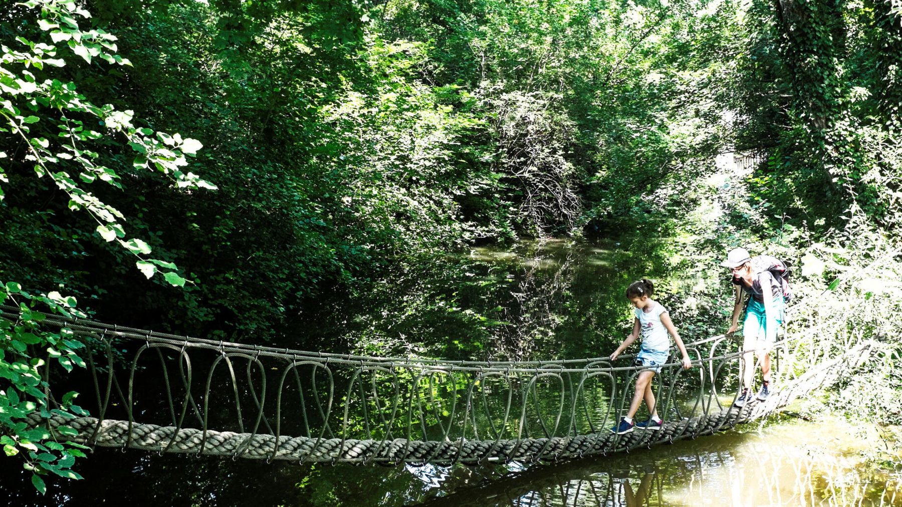 Hängebrücke Schlossinsel. Foto: Birgit Reiter