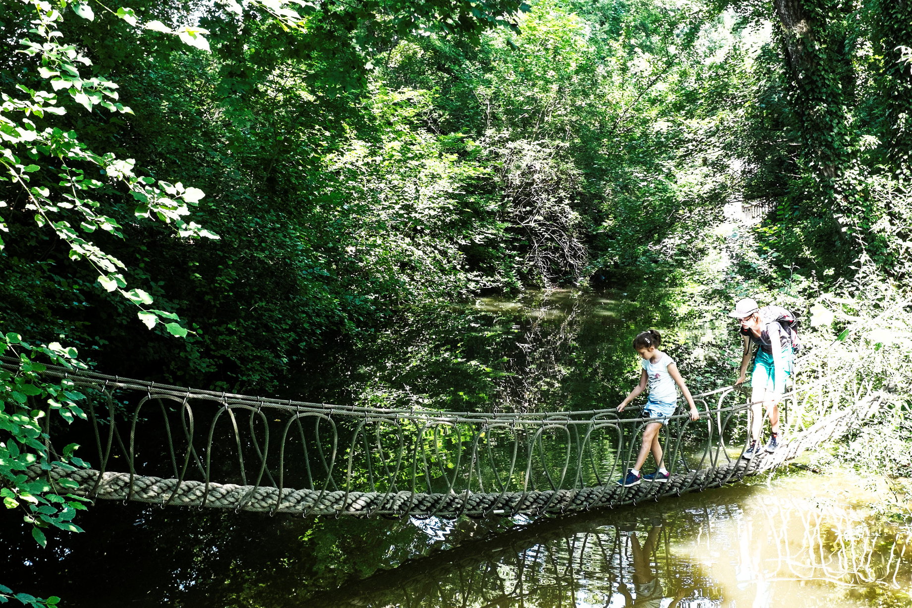 Hängebrücke Schlossinsel. Foto: Birgit Reiter
