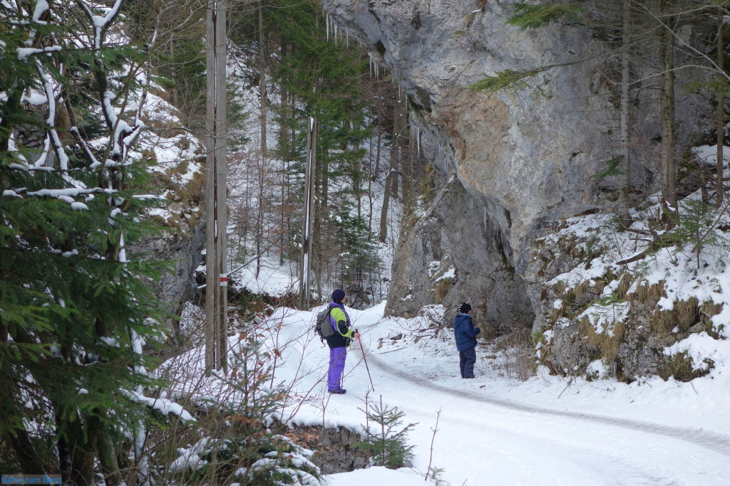 Eiszapfen in der "Schoberbachklamm-Halbhöhle".
