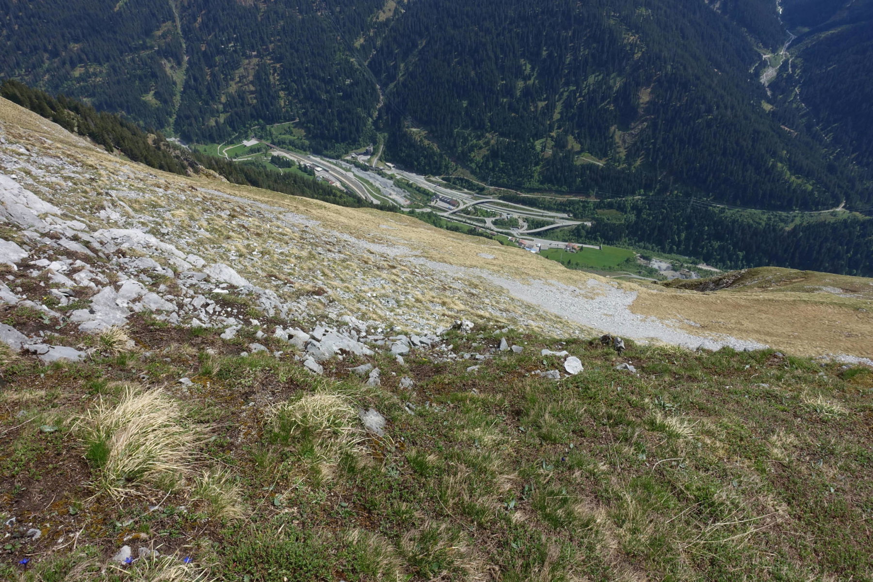 Tiefblick zum Bahnhof Langen (Foto: Peter Backé)