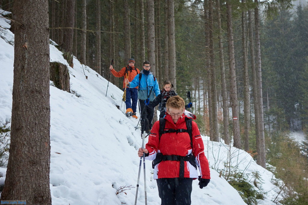 Im unteren Teil beginnt es zu schneien.
