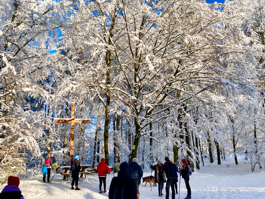 Gut besuchter Treffpunkt: Bei den 3 Buchen auf 604 m. Foto: Stefan Hochhold