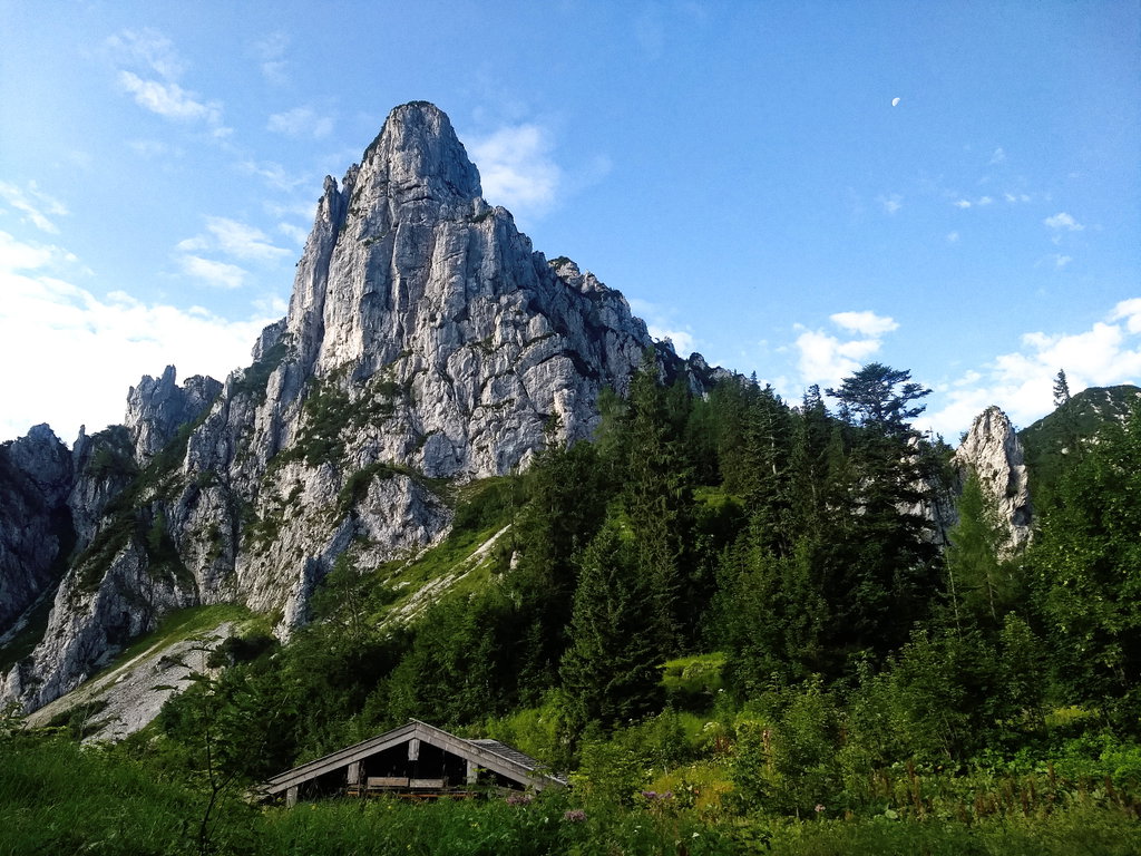 Die Nordflanke der Hörndlwand über der gleichnamigen Alm. Foto: Nikolaus Vogl
