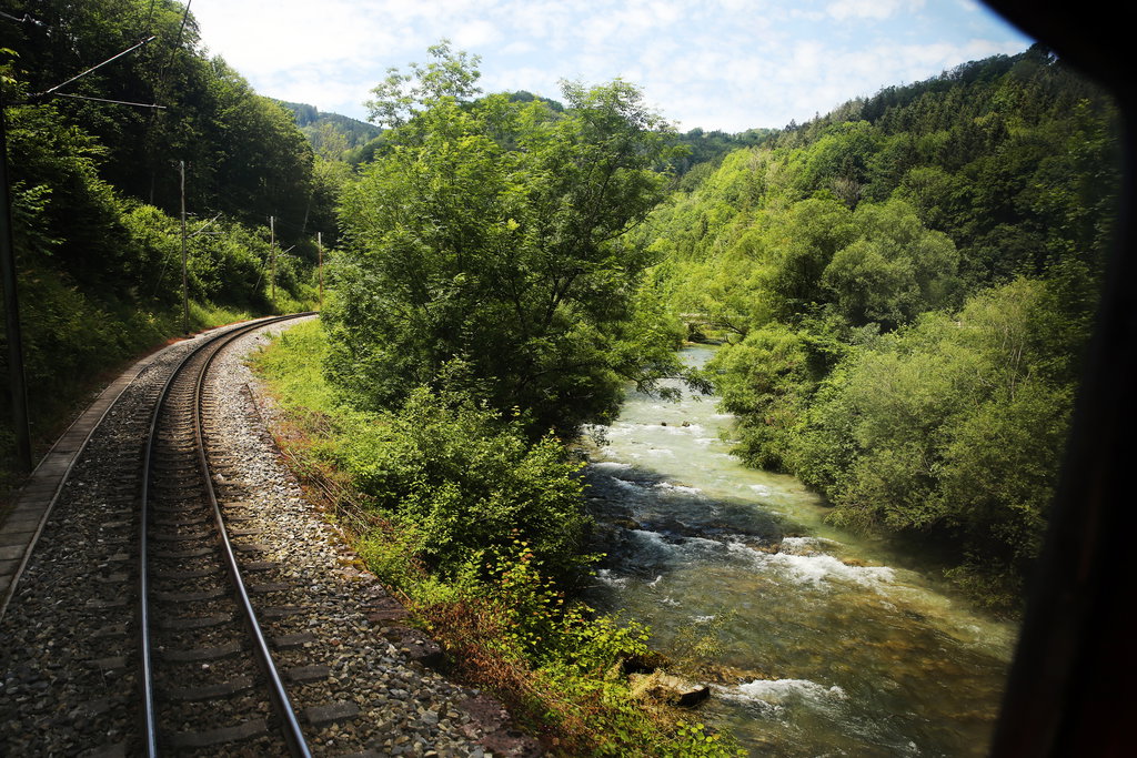 Immer wieder gibt es herrliche Ausblicke auf die Pielach, da sie an vielen Streckenabschnitten direkt neben der Mariazellerbahn verläuft. Foto: weinfranz.