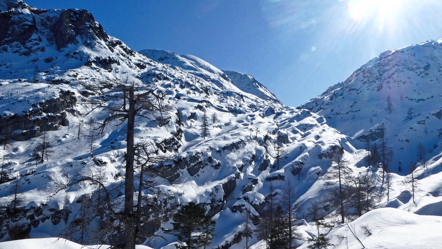 Blick von der Berglerhütte zur Ofenrinne. Foto: Karl Plohovich