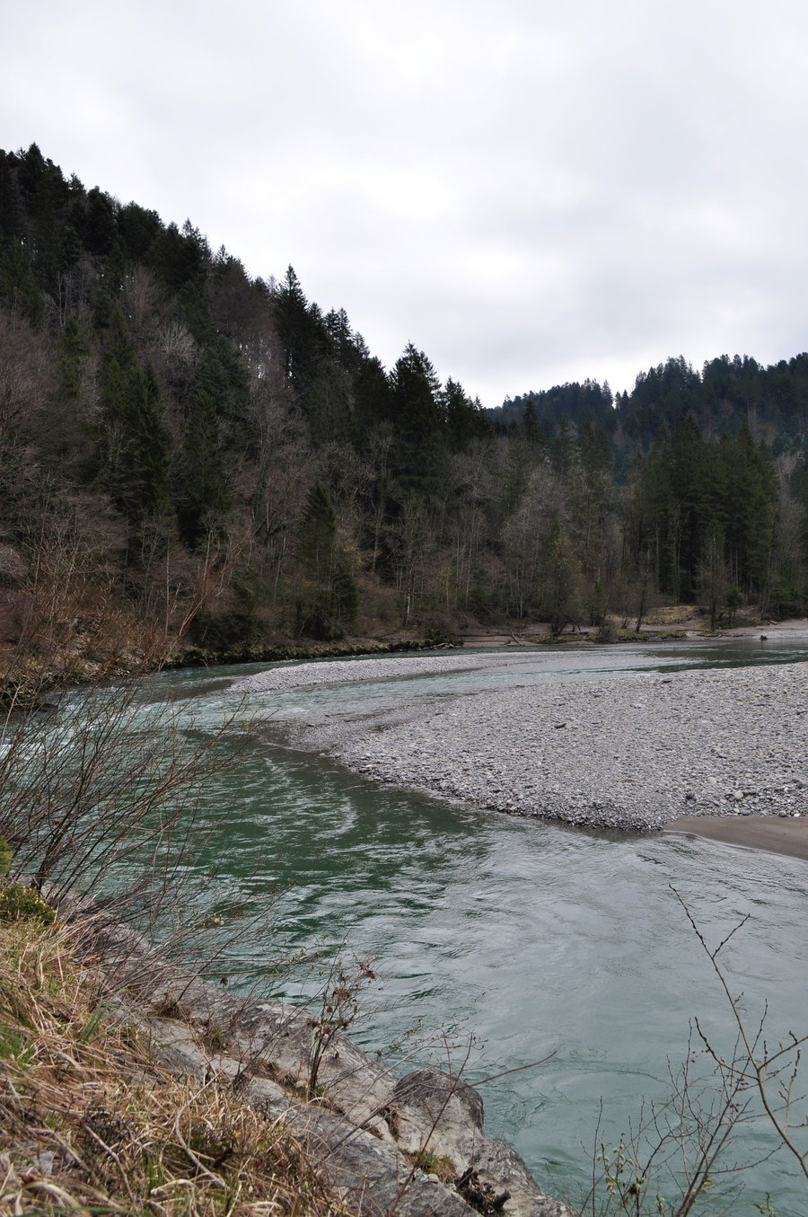Die Bregenzerach schafft jedes Jahr neue Kiesbänke in ihrem Flussbett. Foto: Norman und Lisa