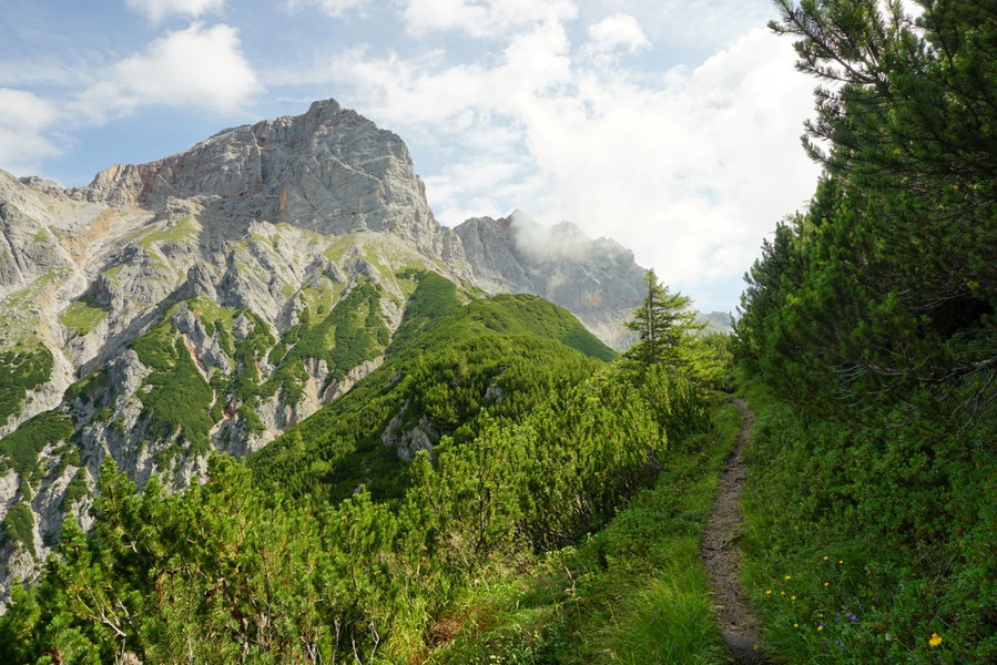 Westseitig unterhalb des Gipfels vorbei. Foto Alpenverein Saalfelden