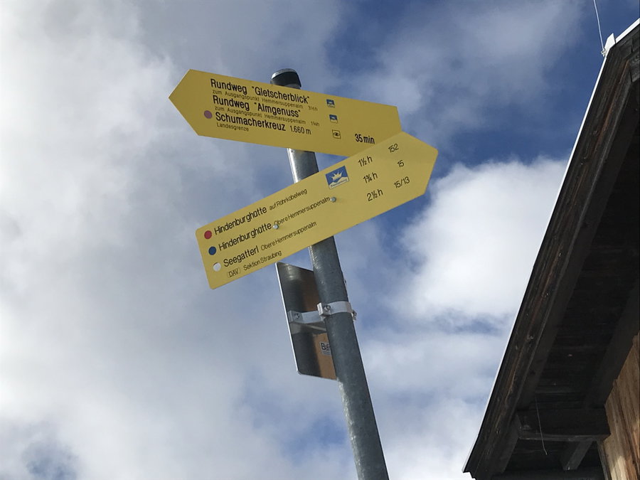 Wegweiser neben dem Straubinger Haus. Foto: David Kurz
