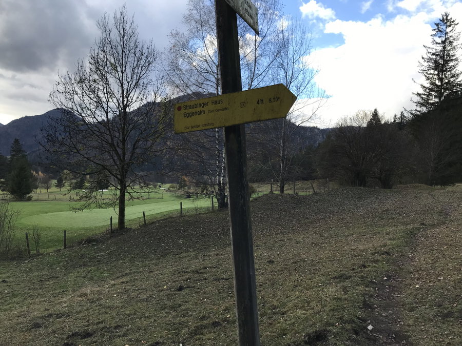Abzweigung in den Wald am Ende des Golfplatzes am Lärchenhof. Foto: David Kurz