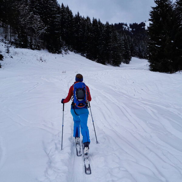 Endlich weg von der Forststraße. So macht uns das gleich viel mehr Spaß. Foto: Protect Our Winters Austria (POW AT)