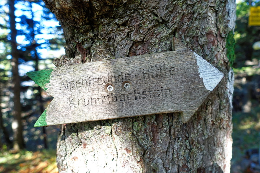 Wegweiser zum Krummbachstein. Foto: Alpenverein Edelweiss