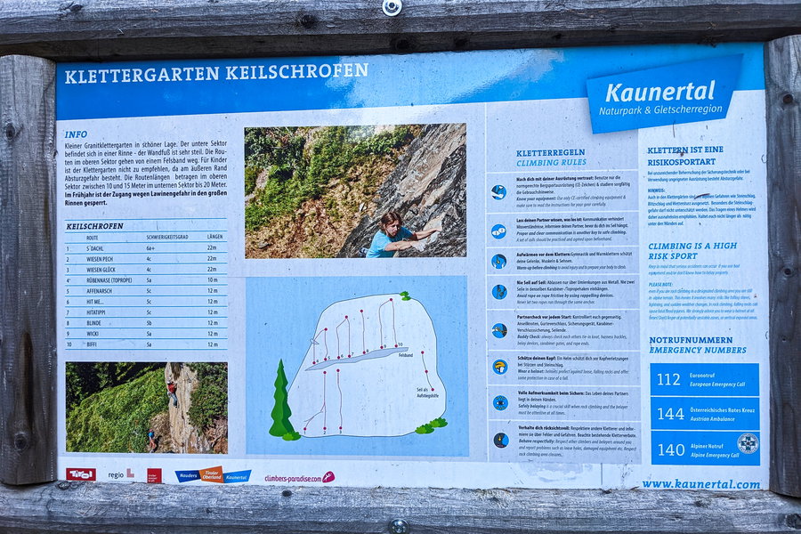 Topo vom Sportklettergarten Keilschrofen. Foto: Thomas Obermair, Protect Our Winters Austria (POW AT)