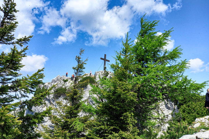 Blick zum Hochlantsch-Gipfelkreuz. Foto: Martina Friesenbichler