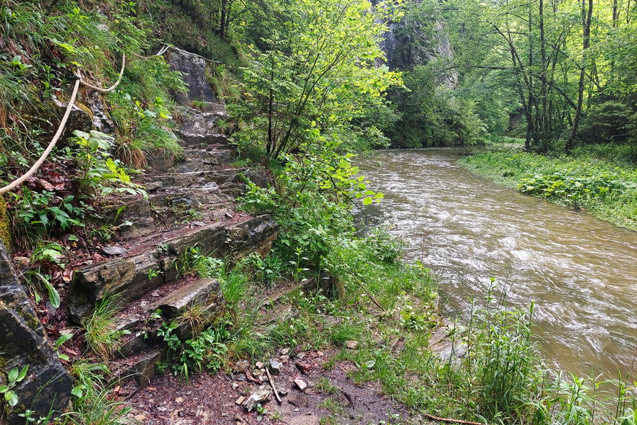 Felsige Passage mit Seil beim Raabklammweg. Foto: Alice Frischherz
