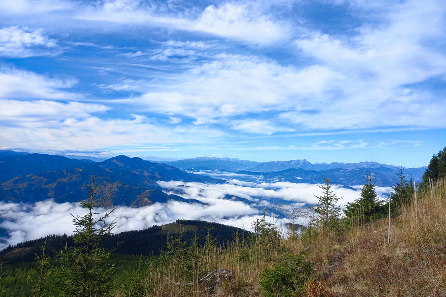  Der Nebel gibt den Blick auf Bruck frei. Dahinter ist der Reiting zu sehen. Foto: Martina Friesenbichler