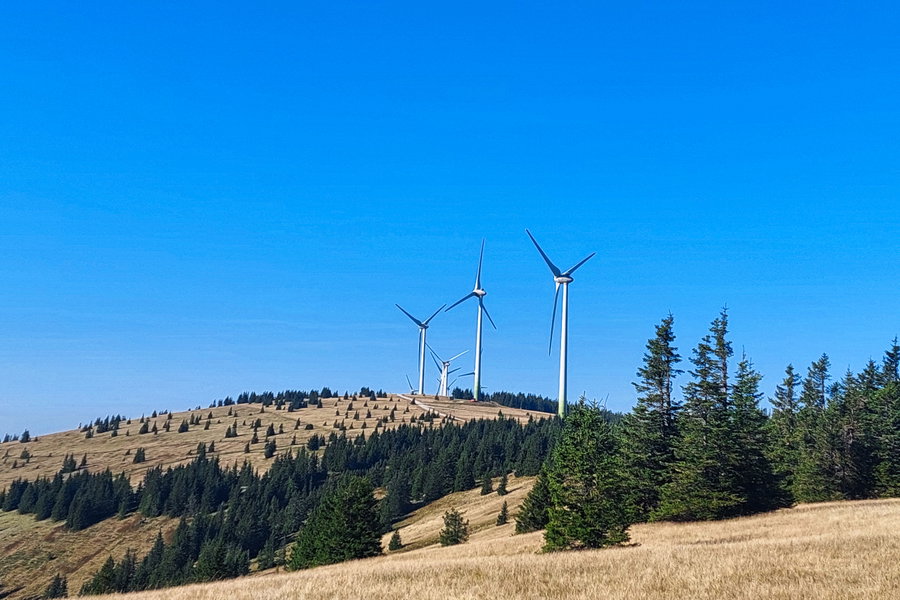 Blick in Richtung Pretul mit den ersten Windrädern. Foto: Alice Frischherz