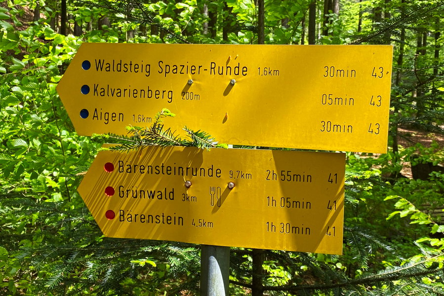 Wegweiser oberhalb von Aigen. Foto: Peter Backé