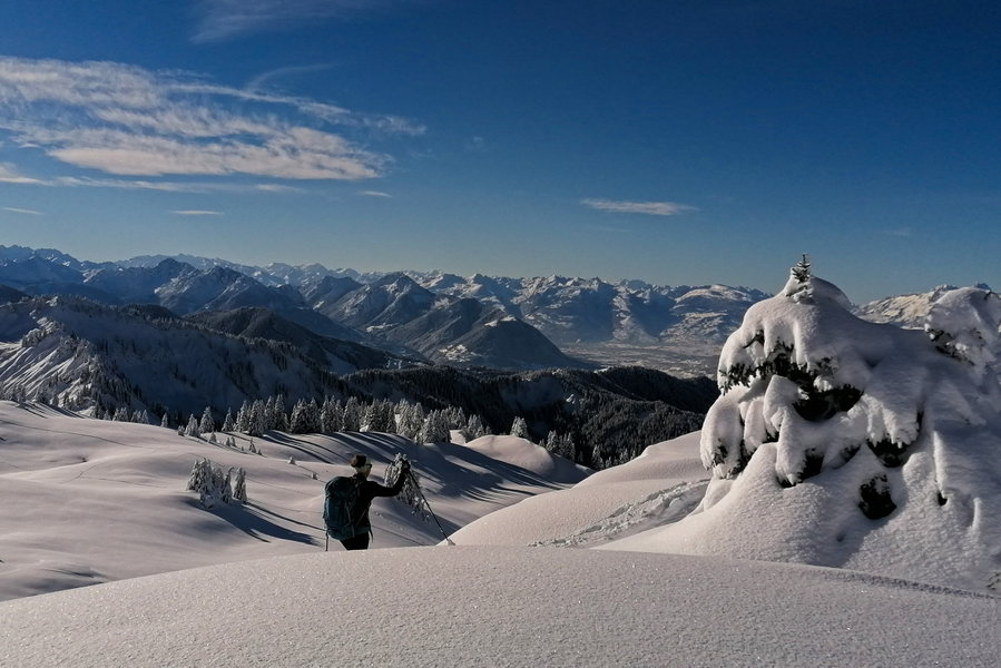 Oberhalb vom Freschenhaus mit Blick Richtung Walserkamm und Alpstein. Foto: Norman und Lisa