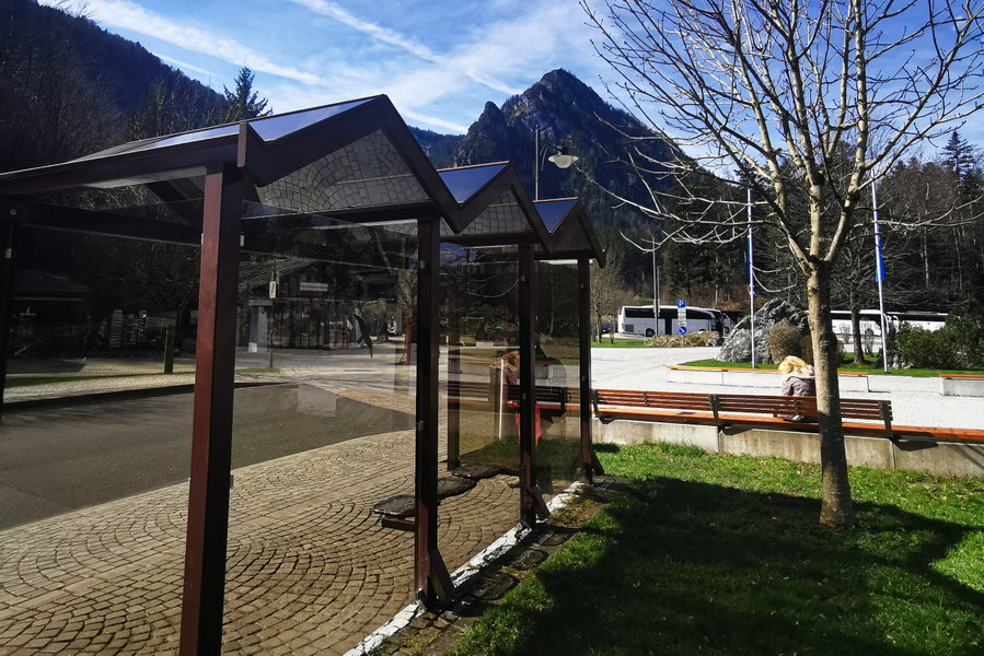 Bushaltestelle Königssee, Blick zum Grünstein. Foto: Tina Lin