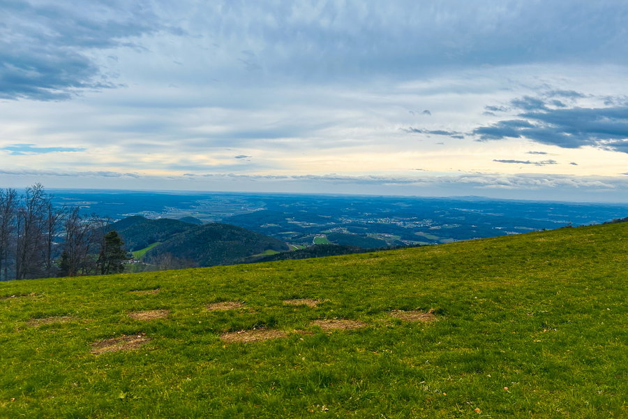 Über die erste Wiese im Abstieg. Foto: David Kurz