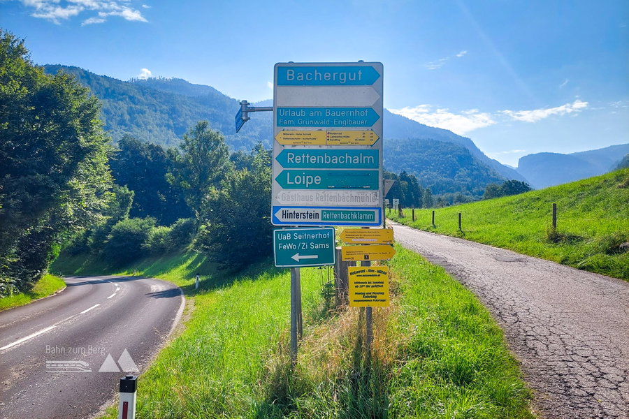 Schilder zur Rettenbachklamm und nach Hinterstein. Foto: Alice Frischherz
