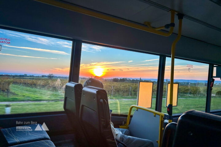 Heimfahrt romantisch, Bus nach Neusiedl, CRX nach Wien. Foto Veronika Schöll