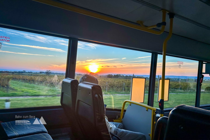 Heimfahrt romantisch, Bus nach Neusiedl, CRX nach Wien. Foto Veronika Schöll