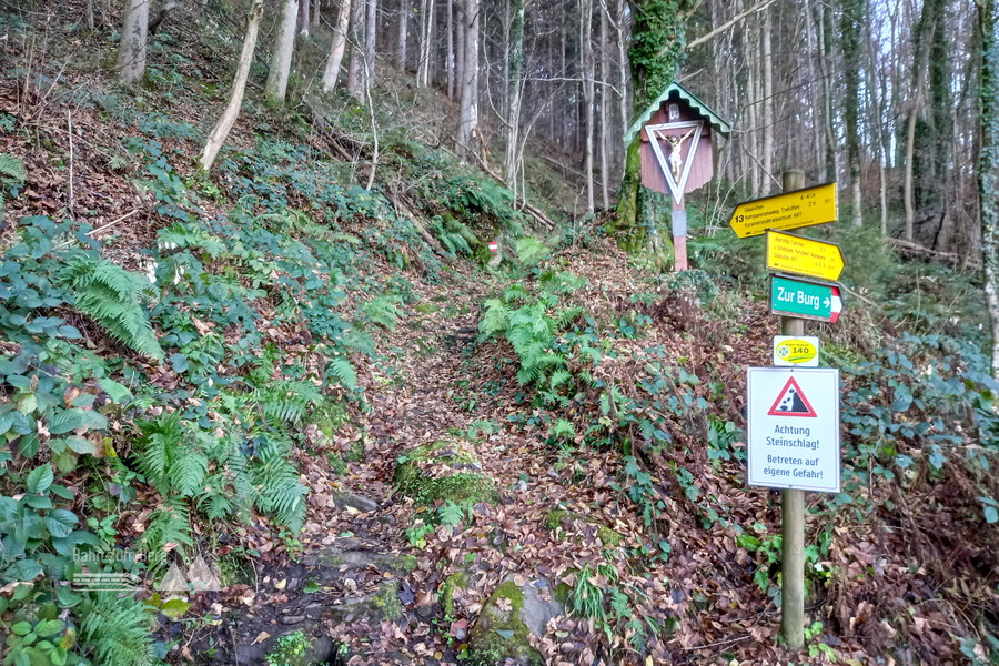 Abzweigung zum Ruhri-Panoramweg kurz nach dem Klausen-Eingang. Foto: Martina Friesenbichler