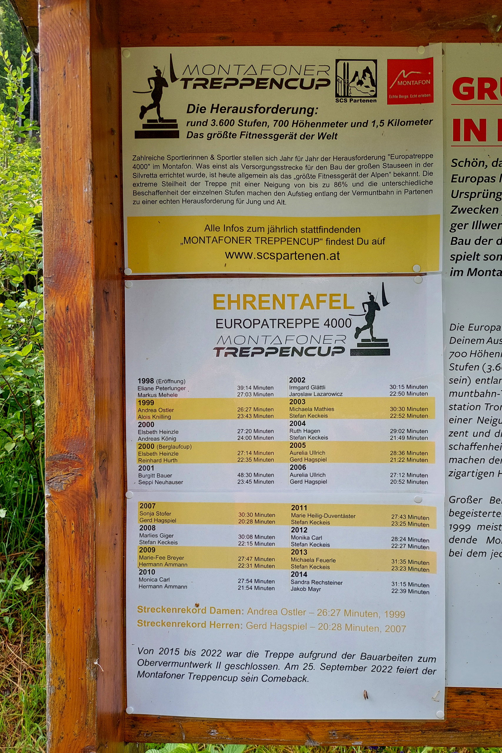Europatreppe in Sicht; Ehrentafel. Fotos: Alice Frischherz