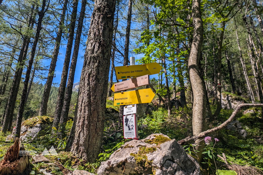 An dieser Wegkreuzung biegen wir Richtung Planspitze rechts ab. Foto: Anna, POW AT