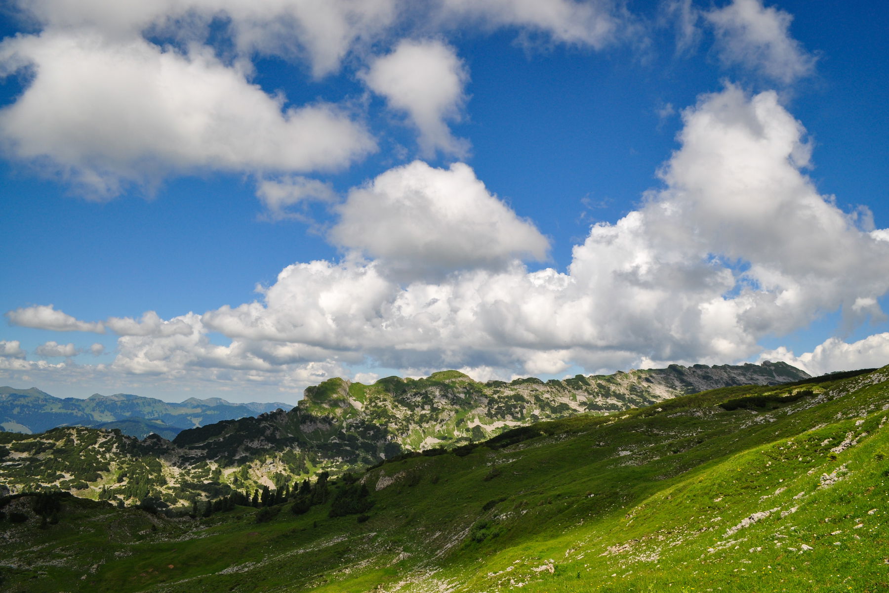 Am Bergrücken angekommen mit Blick auf die Kalkformationen am Gottesacker. Foto: Norman und Lisa