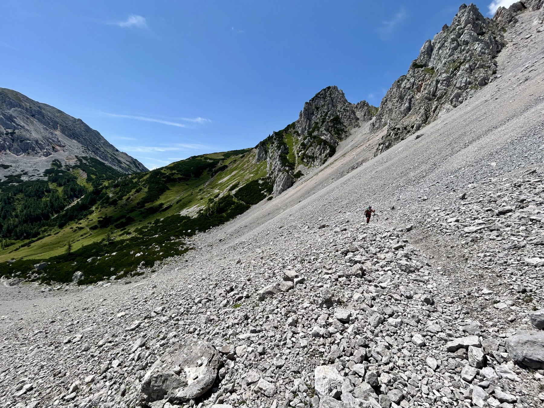 Über den mächtigen Schuttkegel zum Sulzenhals. Foto Veronika Schöll