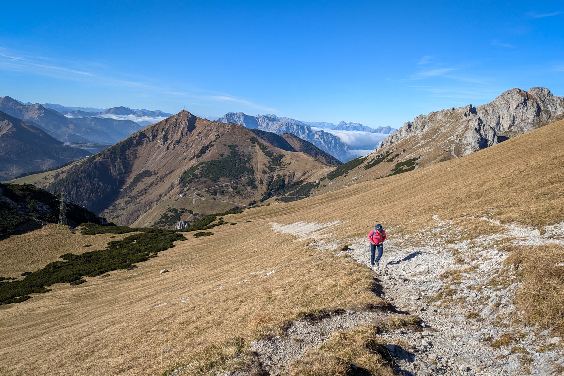 Hier haben wir das Wildfeld schon fast geschafft. Im Hintergrund Polster und Vordernberger Griesmauer als Statisten. Foto: Anna, POW AT