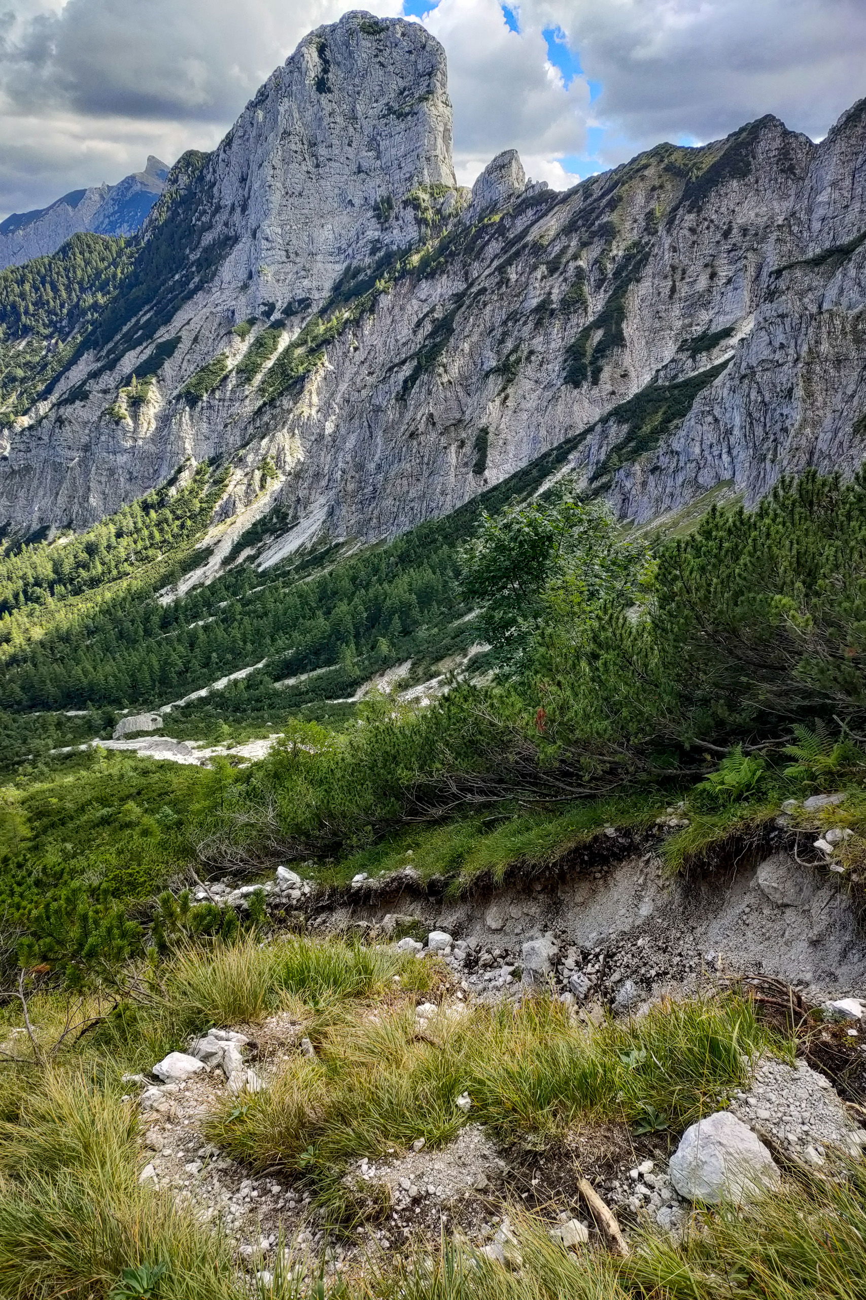 Es war einmal ein Wanderweg im Mühlkar… (oberhalb die Tieflimauer). Etwas später lugt der Lugauer hervor. Fotos: Manfred Hinteregger