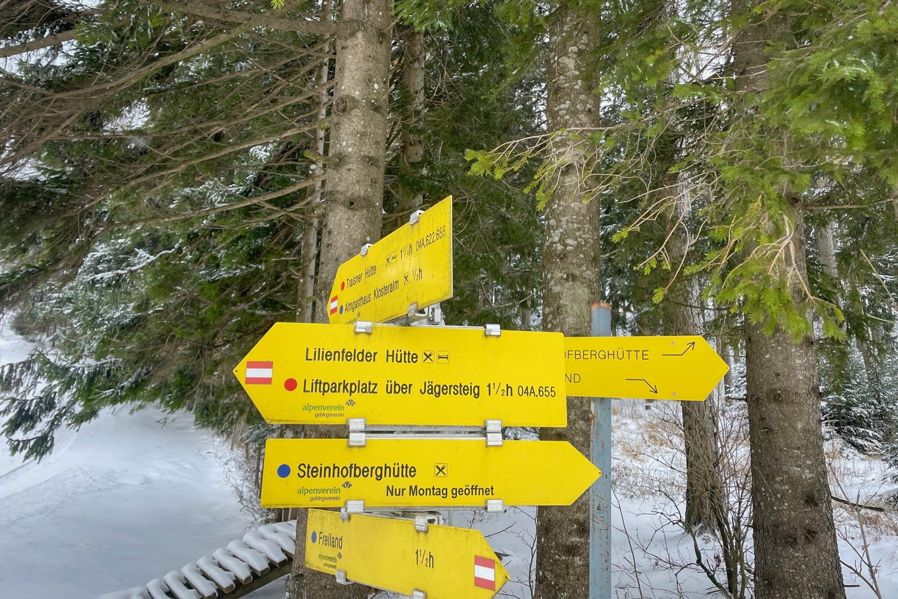 Weggabelung bei der Lilienfelderhütte. Foto: Ursula Truebswasser