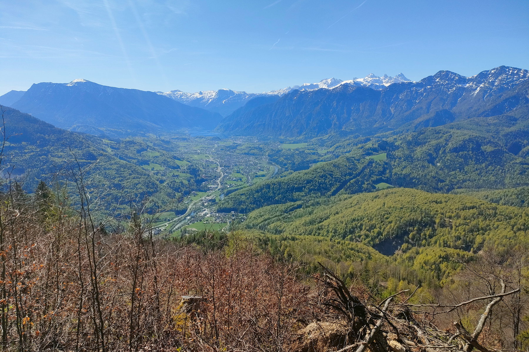 Durch den saftig-grünen Buchenwald – etwas später Blicke Richtung Bad Goisern und dann der erste volle Dachstein- und Hallstättersee-Blick. Fotos: Manfred Hinteregger